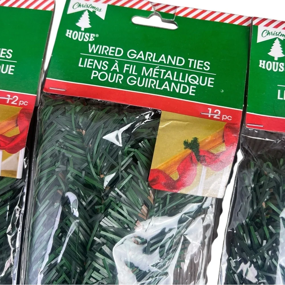 Wired Garland Ties Flexible Swags 12” GREEN 12 Ties Lot Of 3 Packs 36 Ties!